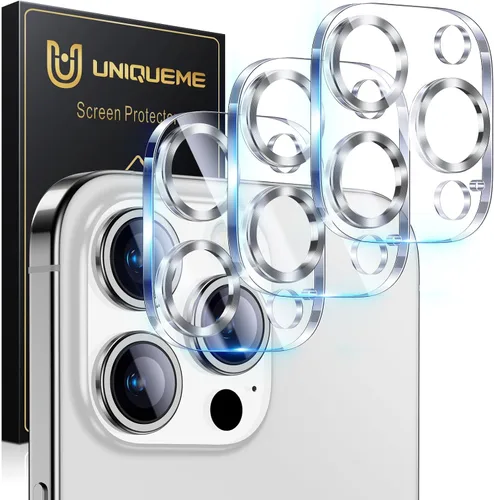 Vista 33 de UniqueMe para Paquete de 3 Protectores de Lente de Cámara para iPhone 15 Pro/iPhone 15 Pro Max, [Protección contra Caídas] [Compatible con Fundas]