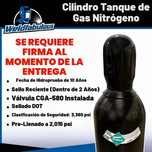 Vista 2 de Weldfabulous Tanque de cilindro de gas nitrógeno de 125 cu/ft - COMPLETO
