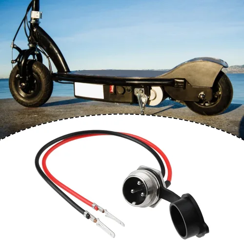 Vista 2 de OTOTEC 3-Pin 2 cables Scooter eléctrico Cargador de batería Puerto hembra Enchufe 12V 24V 36V Compatible con Razor E100 E125 E500S PR200