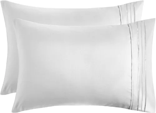 Vista 10 de Hannah Linen Fundas de almohada Queen – Juego de 2 fundas de almohada negras de microfibra cepillada – Cierre de envoltura de 20 x 30 pulgadas