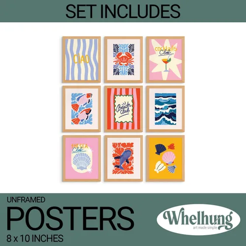 Vista 4 de Impresiones de playa para pared, carteles costeros, decoración de habitaciones playeras, impresiones artísticas costeras, obras náuticas retro