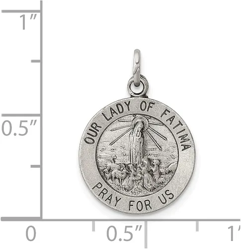 Vista 3 de Colgante de plata de ley 925 con medalla Our Lady of Fatima L- 0787in W- 0591in joyería fina para mujer Metal