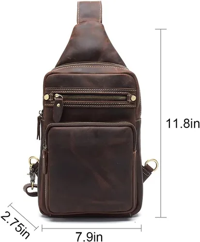 Vista 3 de Guimiaray Bolso bandolera grande de cuero de caballo loco de los hombres de la vendimia capacidad multifunción bolso cruzado casual 0198, Marrón