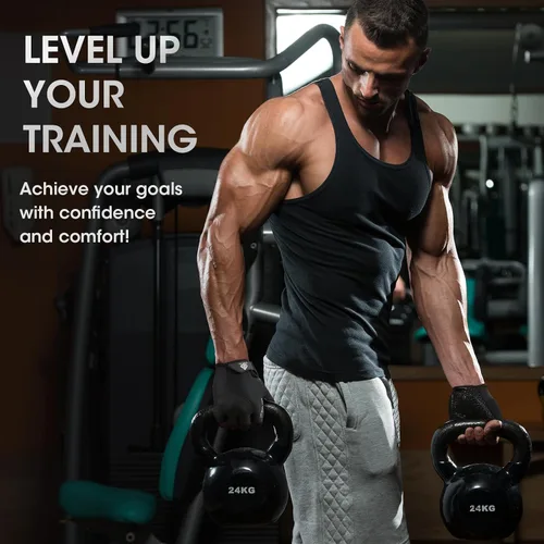 Vista 6 de Guantes de entrenamiento para hombres y mujeres, guantes de levantamiento de pesas para ejercicio, entrenamiento de gimnasio, fitness, transpirables