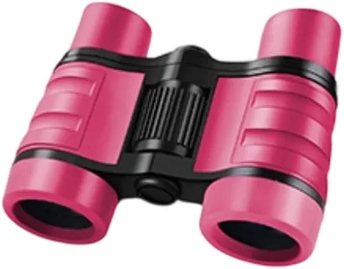 Vista 3 de Prismáticos 4 x 30 con mango antideslizante, a prueba de golpes, para aprendizaje, caza, senderismo, color rosa Rosado