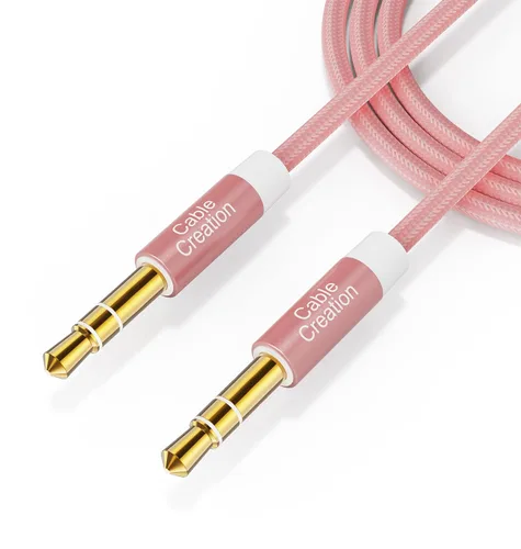 Vista 7 de CableCreation Cable Auxiliar para Auto (1-4 pies), Cable de Audio de 3,5 mm Enrollado de Macho a Macho, Cable Auxiliar Estéreo de 1/8 Pulgadas