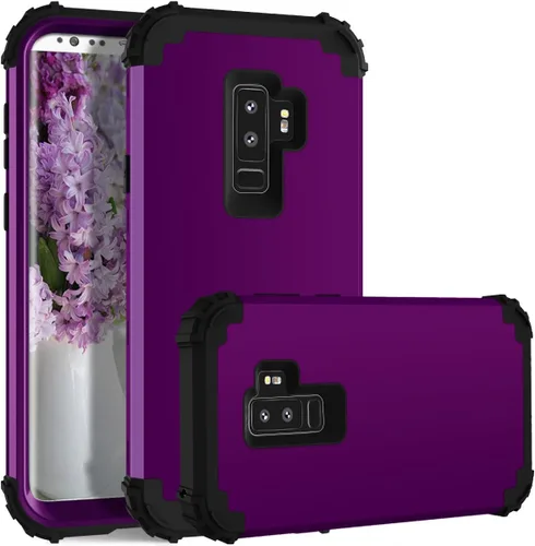 Vista 10 de Funda de teléfono para Samsung Galaxy S9 Plus, cubierta dura, a prueba de golpes, de silicona suave, híbrida, tres capas, resistente, protección