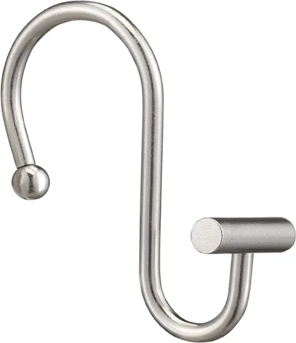 Vista 5 de Gracelife Juego de 12 anillos de cortina de ducha con barra en T de metal resistente al óxido, color negro