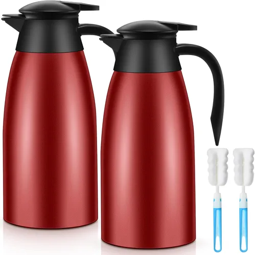 Vista 13 de Norme 2 jarras térmicas de café de acero inoxidable aisladas para líquidos calientes, dispensador térmico de jarra con cepillos para mantener