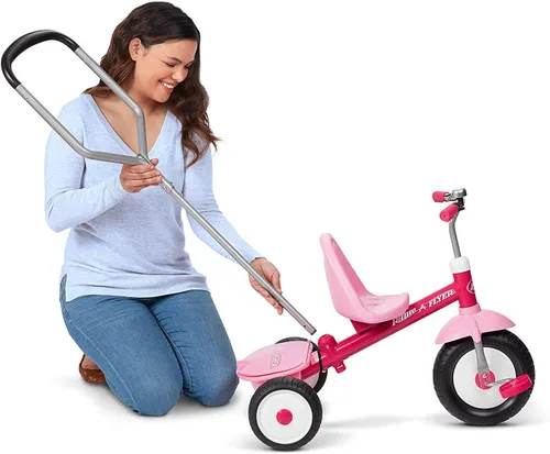 Vista 7 de Radio Flyer Deluxe Steer & Stroll Trike, Sencillo, Rosado