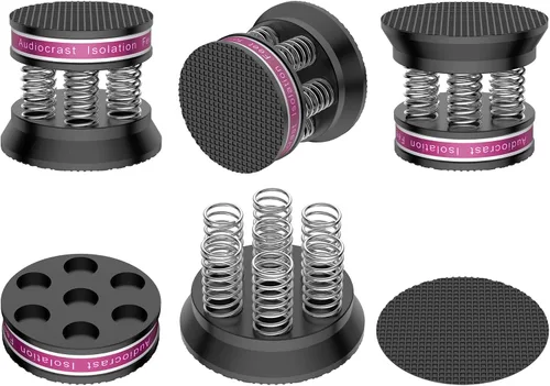 Vista 3 de Almohadillas de pico de altavoz de resorte, pies de soporte de aislamiento, protectores de suelo de altavoz antideslizantes de aluminio Negro