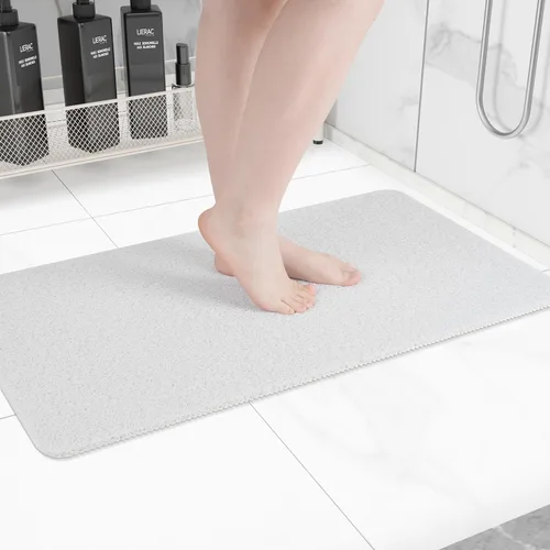Vista 14 de Hargiis - Tapete antideslizante de secado rápido para tina y ducha, tapete exfoliante para pies, para baño, cocina u hotel, beige, 24 x 16 pulgadas