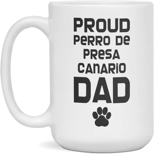 Vista 3 de Proud Perro De Presa Canario Dad - Funny Dog Coffee Mug, 11-Ounce White