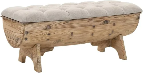 Vista 8 de Banco de almacenamiento de abeto de madera maciza crema para dormitorio, sala de estar, extremo de la cama, 43.3 x 11.8 x 15 pulgadas Estilo C