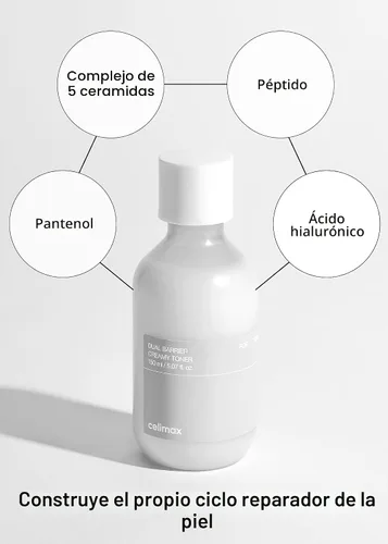 Vista 6 de Celimax Tónico Cremoso de Doble Barrera Con Ceramidas, Péptido, Libre de Aceite y Alcohol, Astringente Facial, Hidratante, Calmante, Suavizante