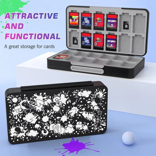 Vista 6 de MoKo Funda para 48 tarjetas de juego compatible con Nintendo Switch y Switch OLED, funda para juegos Switch Lite con 48 tarjetas de juego y 24