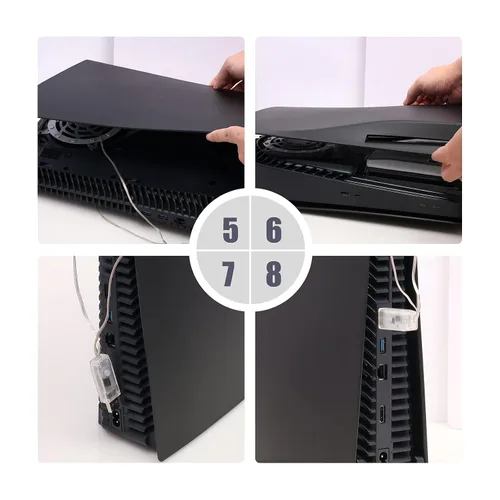 Vista 8 de Playstation 5 Accessory Kits, PS5 Black Plates Disc Edition and PS5 LED Strip with 8 Colors and Remote Control