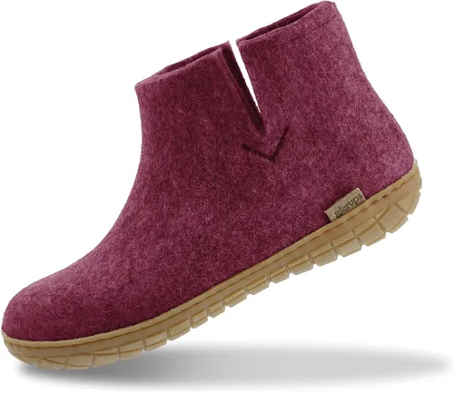 Vista 18 de Glerups Pantufla tipo bota unisex de mezcla de lana 100% de calidad con suela de goma Carbón