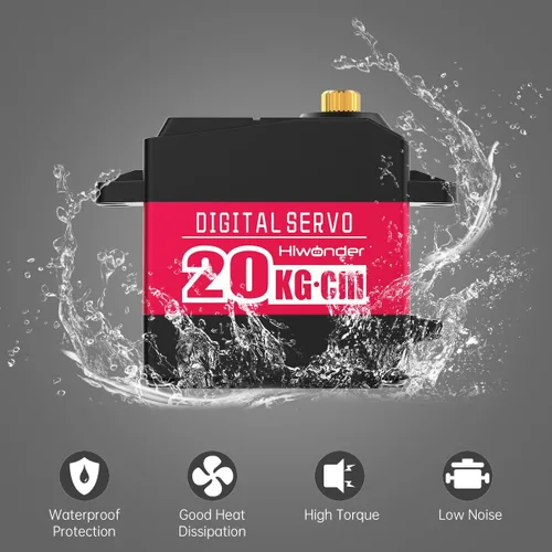 Vista 2 de Hiwonder Engranaje completo del metal del motor servo de Digitaces del alto esfuerzo de torsión de 44.1 lbs, impermeable de la caja del metal