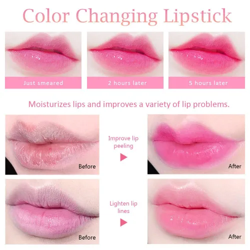 Vista 4 de evpct 3 Piezas Melocotón Fresa Sandía Mini Brillo Labial Tintado Transparente que Cambia de Color según el PH Conjunto para Mujeres Niñas Aceite