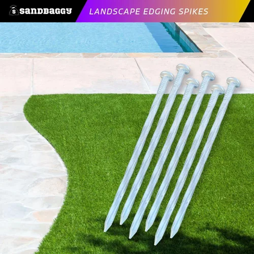 Vista 7 de Sandbaggy Estacas galvanizadas de 6 pulgadas para bordes de paisaje, clavos de paisaje en espiral, acero de calibre 7, ideales para suelos rocosos