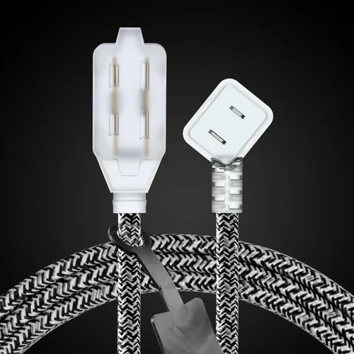 Vista 2 de Paquete de 2 cables de extensión de 15 pies, cable trenzado de 3 salidas, cable de calibre 16 SPT-2, protector de manipulación de múltiples salidas