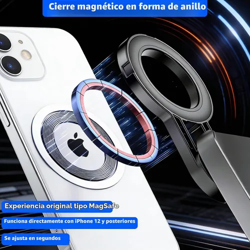 Vista 2 de Mini palo selfie magnético para iPhone y Android, con control remoto Negro