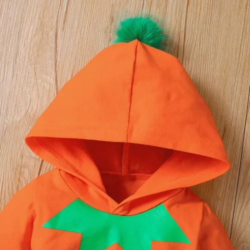Vista 4 de Shalofer Ropa de Halloween para bebé niño y niña, traje de Halloween de manga larga con capucha