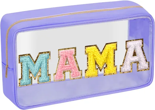 Vista 13 de Iqimott Bolsa de maquillaje transparente para bebé, bolsa de cosméticos personalizada de felpilla para viajes, de nailon, impermeable, artículos