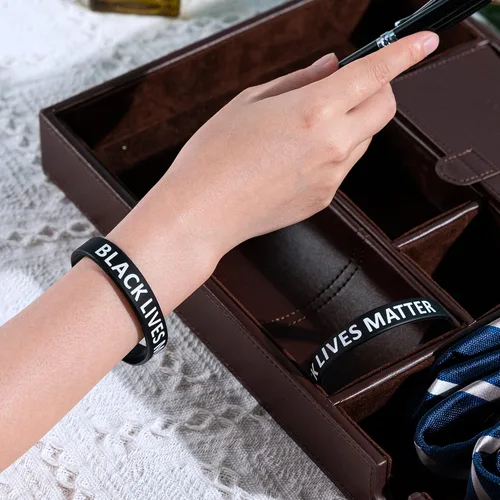 Vista 4 de Fundraising For A Cause Pulseras de silicona Black Lives Matter (BLM) para adolescentes y adultos