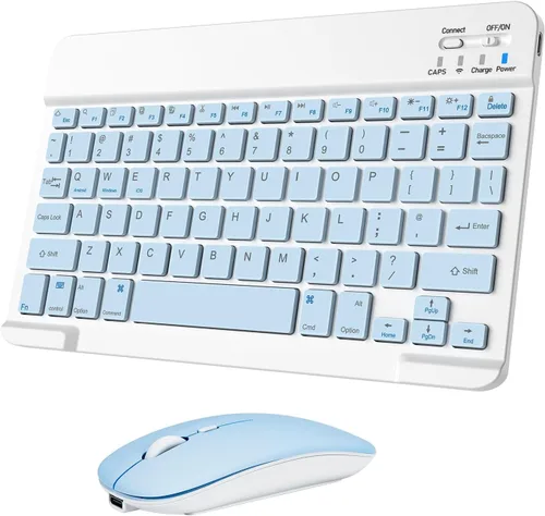 Vista 14 de Combo de teclado y mouse inalámbricos, teclado y mouse Bluetooth recargables con retroiluminación de 7 colores y receptor USB inalámbrico de 2.4