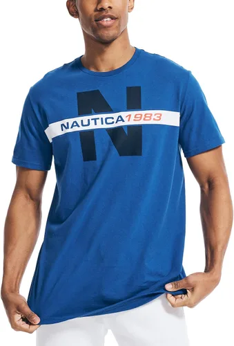 Vista 20 de Nautica - Camiseta de manga corta para hombre, 100% algodón, serie náutica con estampa gráfica Rojo náutico