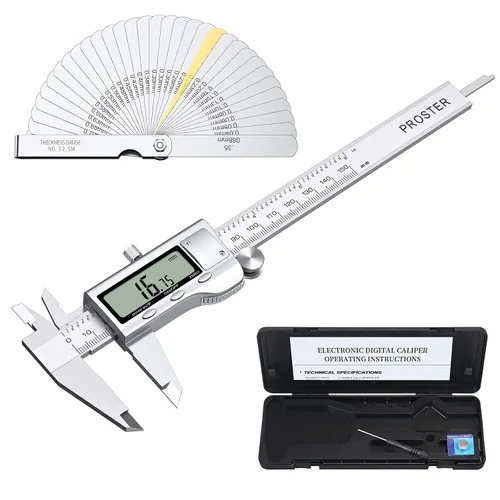 Vista 8 de Proster Calibrador Vernier digital de 6 pulgadas, 5.906 in, fracción de pinza electrónica, pinza métrica para longitud, ancho, profundidad, diámetro