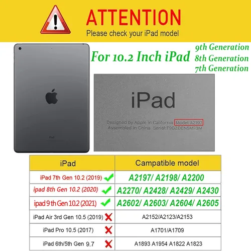 Vista 5 de Funda para iPad de 9ª generación (2021)/ iPad de 8ª generación 2020/ iPad de 7ª generación 2019 para fundas de iPad de 10.2 pulgadas, funda