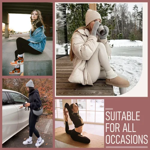 Vista 3 de NEW YOUNG Leggings con forro polar y bolsillos para mujer, pantalones térmicos de cintura alta, suaves, para yoga, entrenamiento de invierno
