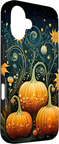 Vista 3 de Funda floral para iPhone 16 Pumpkins Vintage Otoño Otoño