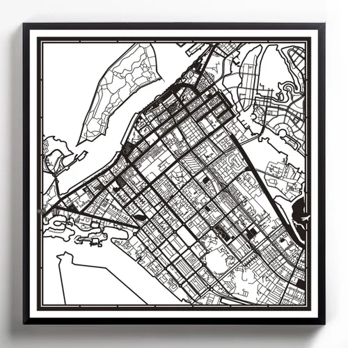 Vista 2 de O3 Design Studio Abu Dhabi - Mapa de corte de papel negro (12 x 12 pulgadas)