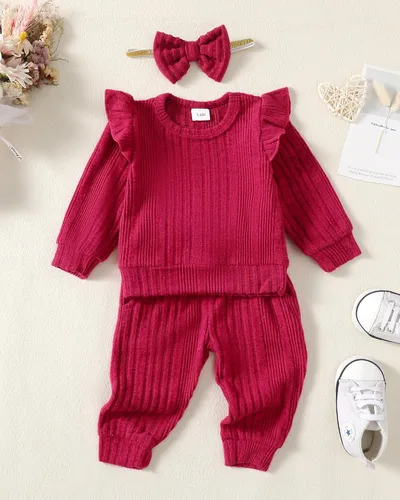 Vista 6 de Mioglrie Infant Baby Girl Clothes Fall Outfits Toddler Girls' Clothing Fleece Sweatshirts Winter Baby Clothes for Girls