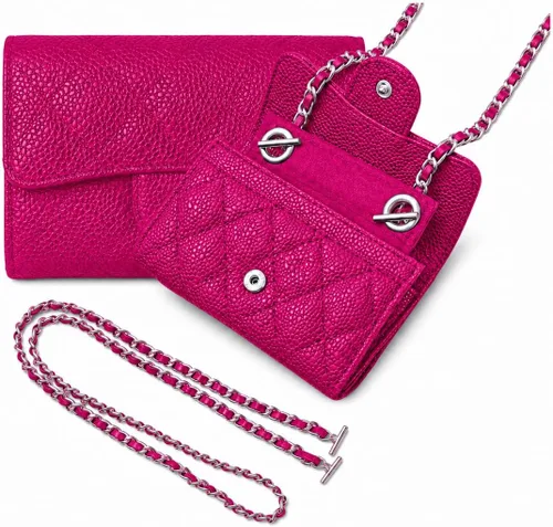 Vista 22 de Kit de conversión de tarjetero para inserto de billetera con solapa pequeña y correa de cadena, billetera pequeña clásica en cadena, kit convertidor