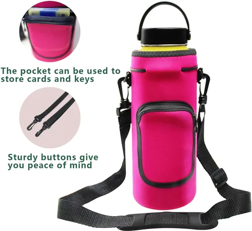 Vista 3 de Orchidtent - Funda de neopreno para botella de agua de 40 onzas, soporte aislado para botella de agua, correa acolchada ajustable para el hombro