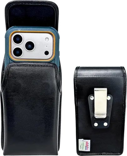 Vista 23 de Turtleback Soporte para cinturón para iPhone 17 Pro y 17Air, pequeño se adapta con fundas delgadas MagSafe o TechWave, funda horizontal de cuero