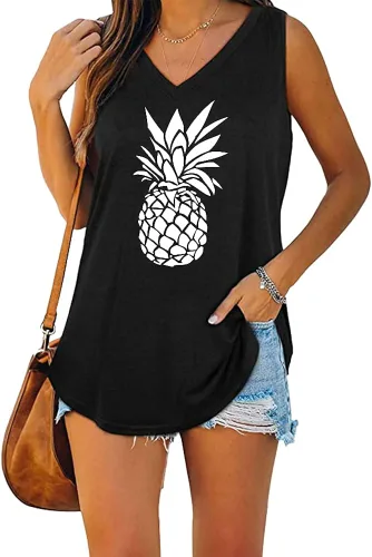 Vista 4 de MAGICMK Camiseta sin mangas para mujer, de verano, casual, holgada, cuello en V, básica, para entrenamiento