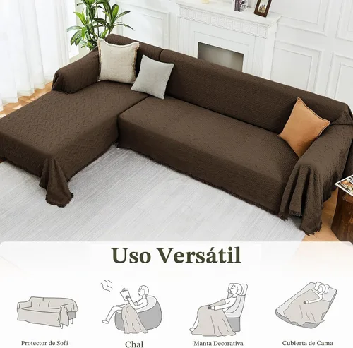 Vista 5 de HOMERILLA - Funda de sofá modular de 2 piezas para sofá en forma de L, color chocolate, XXXL