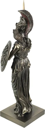 Vista 3 de Veronese Design Escultura griega de Atenea de la diosa griega de 21 1/8 pulgadas de alto, estatua de resina de bronce fundido en frío, decoración