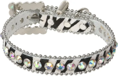 Vista 2 de beltiscool 3/4" (20 mm) W Faux Zebra/Leopard Fur Rhinestone Collar de perro Tamaño: XL: 15"-17" Color del cuello: cebra blanca