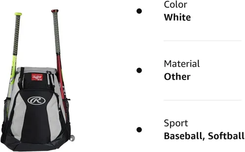 Vista 10 de Rawlings R500 Backpack Equipment Bag BaseballSoftball Multiple Styles