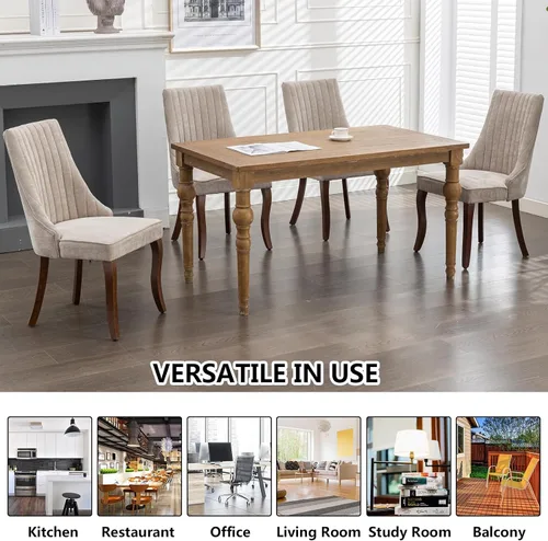 Vista 7 de Aoowow Juego de 2 sillas de comedor tapizadas de lino, sillas laterales con respaldo alto, sillas de cocina de tela neutra sin brazos con patas