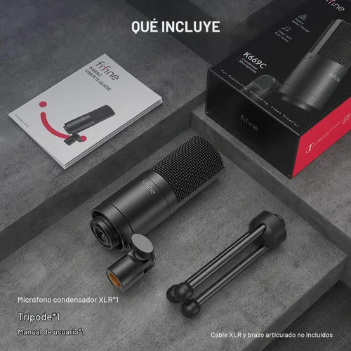 Vista 7 de FIFINE - Micrófono XLR, micrófono de condensador para podcast con grabación, vocal, voz en off, transmisión, podcast, canto, micrófono de estudio