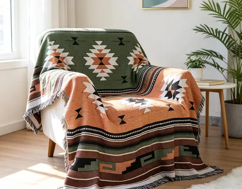 Vista 24 de Luxlovery Manta Aztec Boho Sherpa estilo navajo del suroeste, ligera y cálida, 35 x 59 pulgadas, color óxido de calabaza Aima