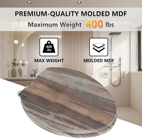 Vista 5 de Angol Shiold Asiento de inodoro de madera moldeada alargada de 18.5 Tablero